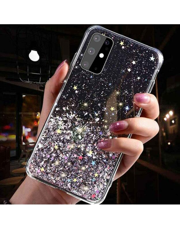 Dėklas SAMSUNG GALAXY A22 5G Sequins Glue Glitter Case juodas