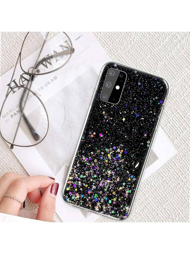 Dėklas SAMSUNG GALAXY A22 5G Sequins Glue Glitter Case juodas