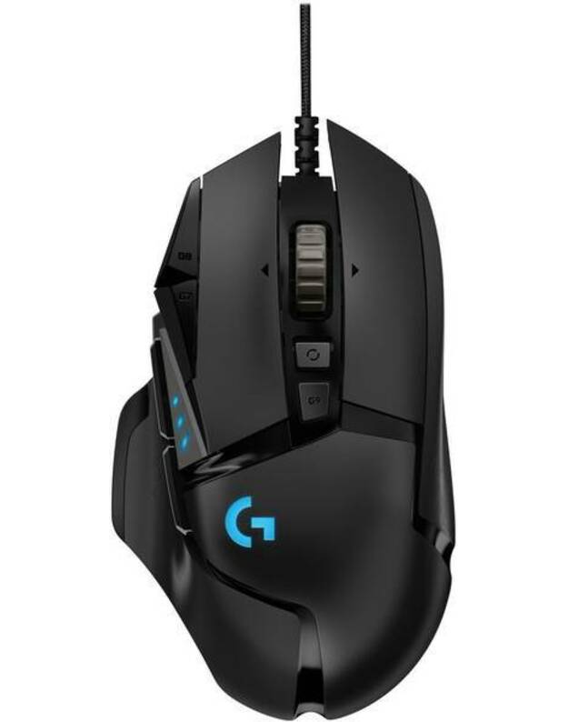 Logitech G502 Hero USB Gaming mouse Optical Backlit, Built-in user memory, Weight trimming Black