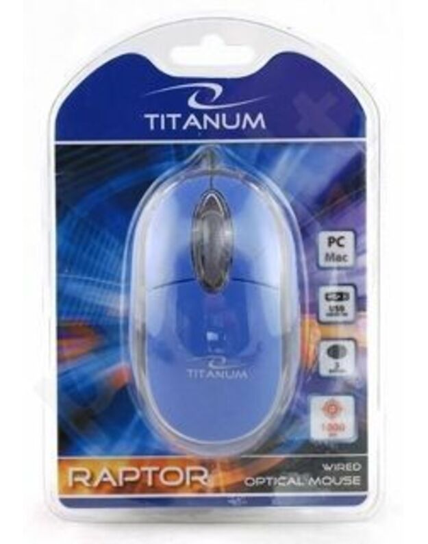 Optinė pelė Titanum TM102B USB | 1000 DPI |Mėlyna| Blisteris
