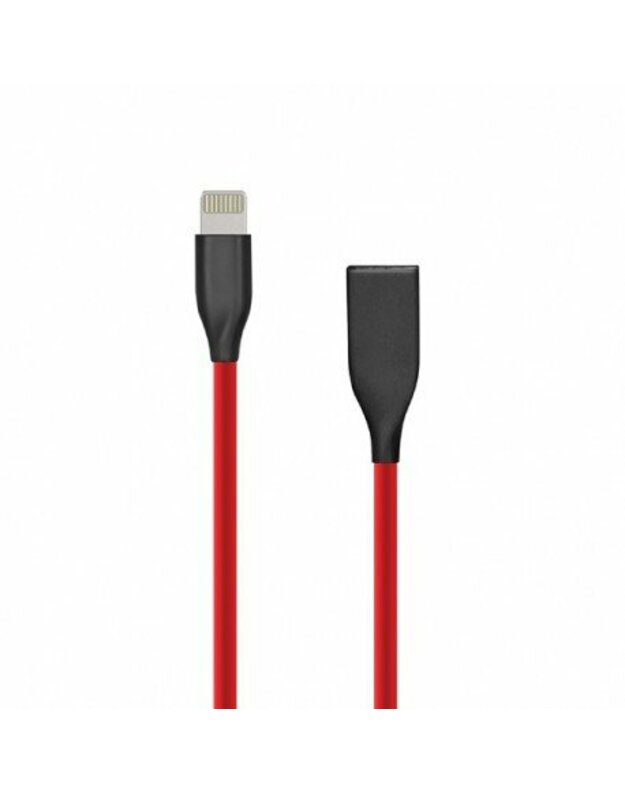 Silikoninis kabelis USB-Lightning (raudonas, 1m)