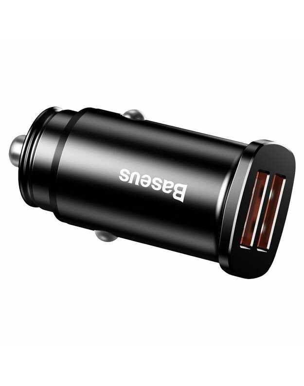 BASEUS Square metal A+A 30W Dual QC3.0 Quick Car Charger (QC3.0 SCP AFC) Black CCALL-DS01/BS-C16Q