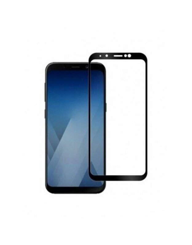 Samsung A8 Plus 2018. Apsauginis grūdintas stiklas 5D "Full Glue". Juodas