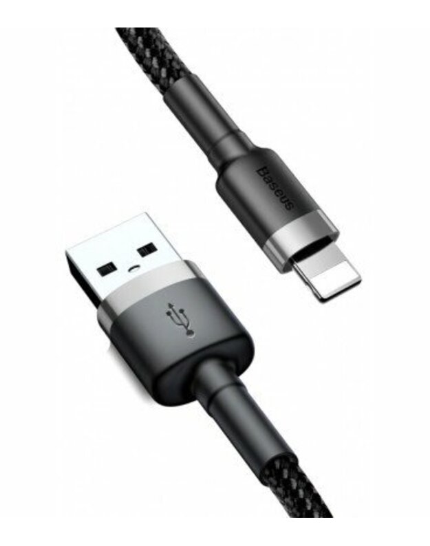 „Baseus Cafule“ dvipusis USB žaibo laidas 1,5A 2m (pilkas + juodas)