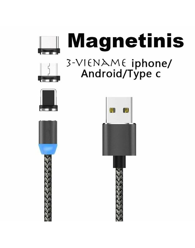 Magnetinis USB įkrovimo laidas 3in1