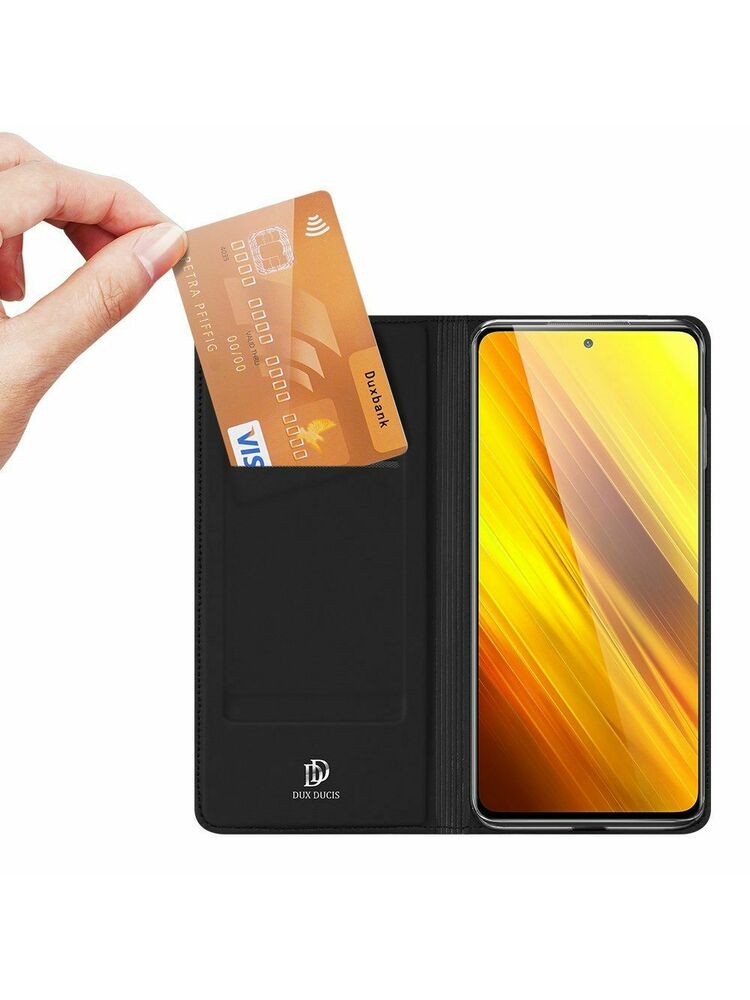 Juodas atverčiamas dėklas Xiaomi Poco X3 NFC "Dux Ducis Skin Pro"