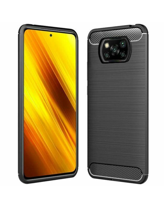 Juodas dėklas Xiaomi Poco X3 / X3 NFC / X3 Pro "Carbon Lux"