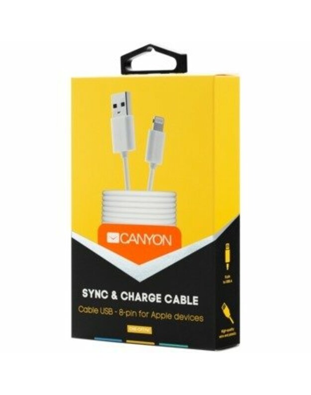 CANYON Lightning USB Cable for Apple, round, cable length 1m