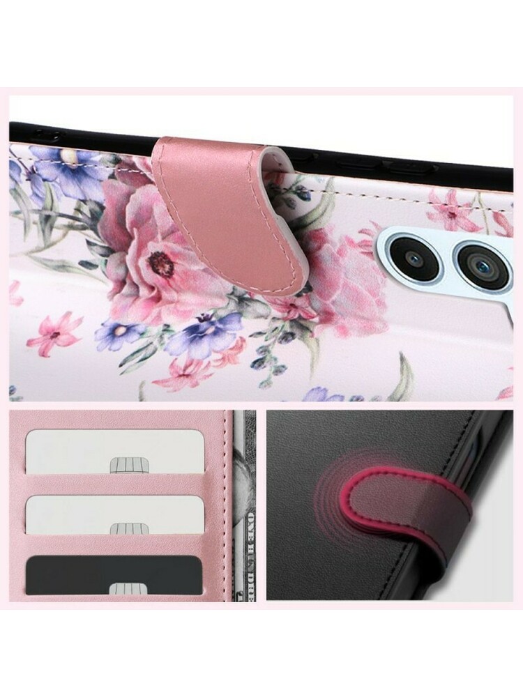  Xiaomi Redmi Note 12 / Poco X5 5G TECH-PROTECT piniginės dėklas,Blossom Flower