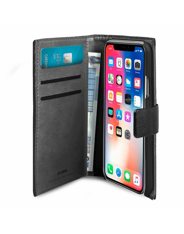 Apple iPhone X/Xs Flip Wallet Case By SBS Black