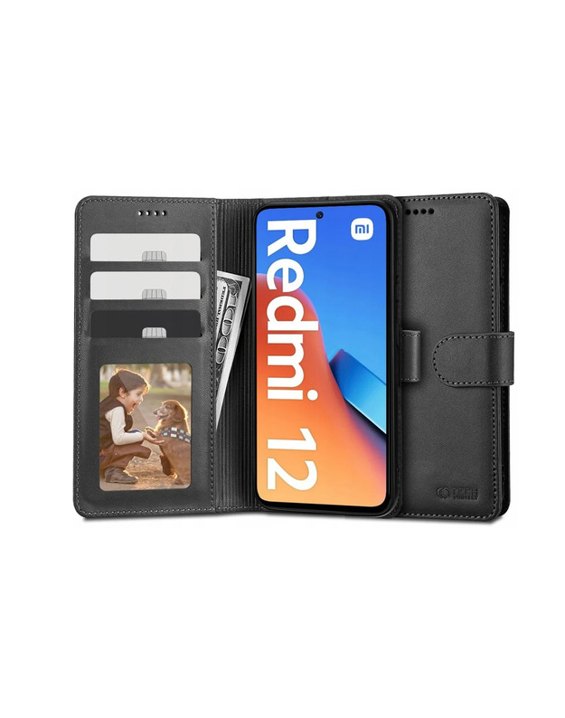 Technologiškai apsaugotas piniginės atverčiamas dėklas, skirtas Xiaomi Redmi 12 juodas