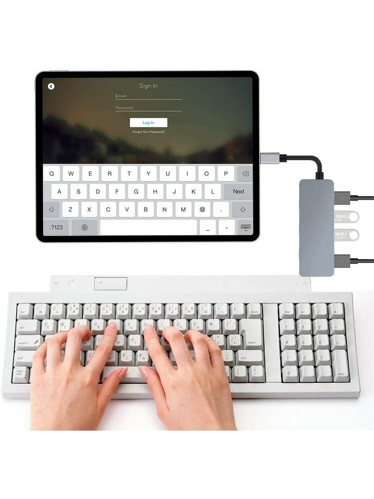 USB C šakotuvas, USB C adapteris su 4 USB 3.0 prievadais, didelės spartos aliuminio duomenų šakotuvo priedai, suderinami su MacBook Pro, USB tipo C įrenginiais