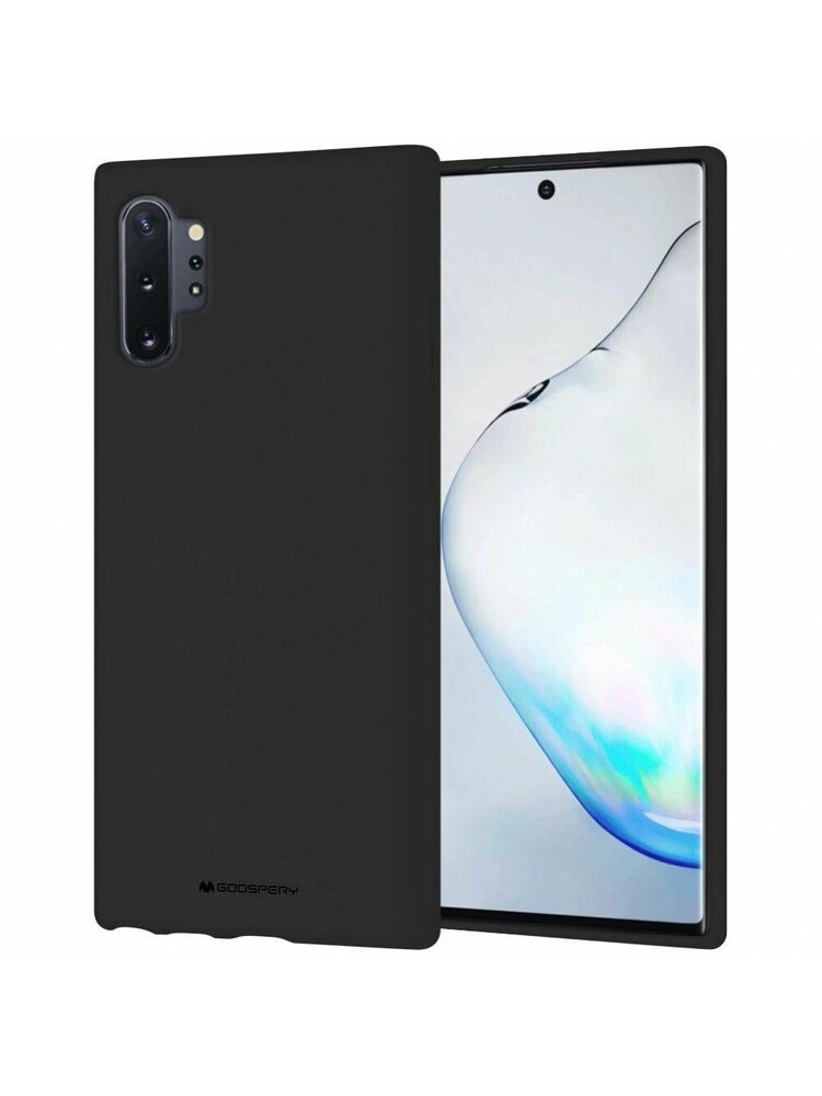 Juodas silikoninis dėklas Samsung Galaxy N975 Note 10 Plus telefonui "Mercury Soft Feeling"