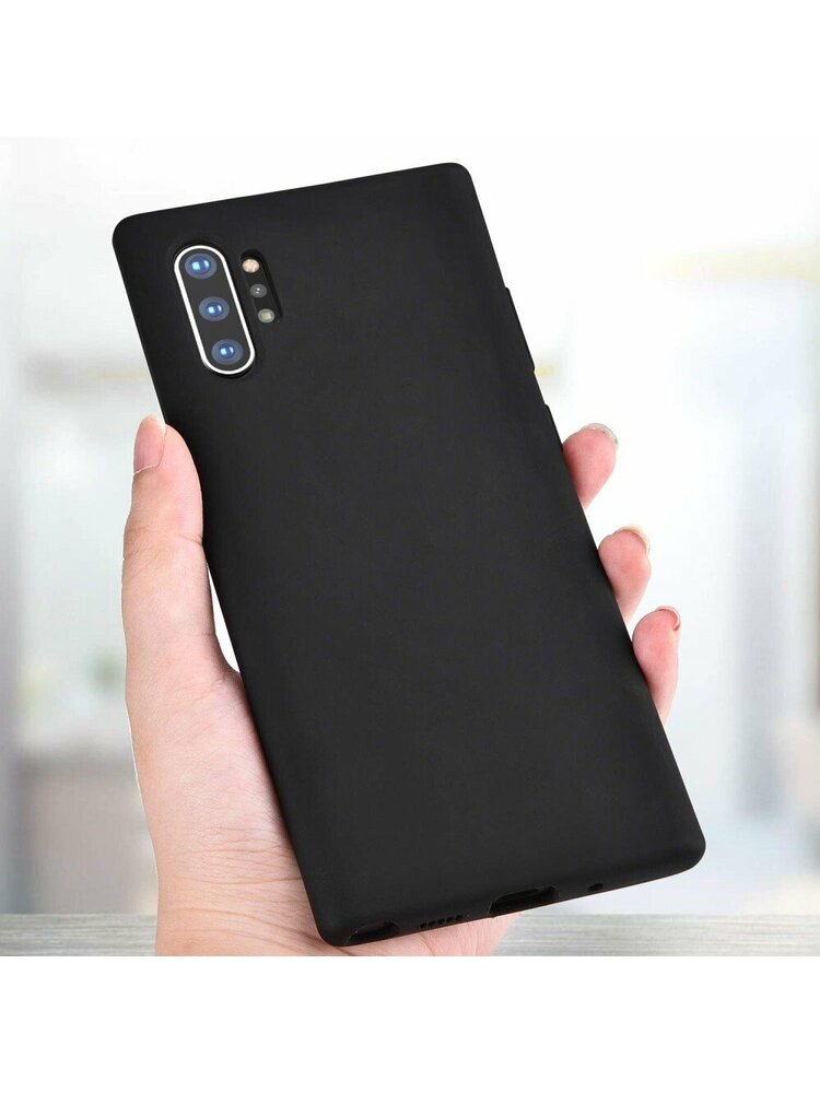 Juodas silikoninis dėklas Samsung Galaxy N975 Note 10 Plus telefonui "Liquid Silicone" 2.0mm