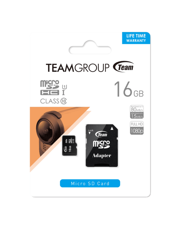 Atminties kortelė su atapteriu Team Group Micro SDHC 16GB CL10
