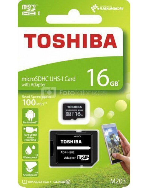 Toshiba memory card Micro SDHC 16GB Class 10 + Adapter