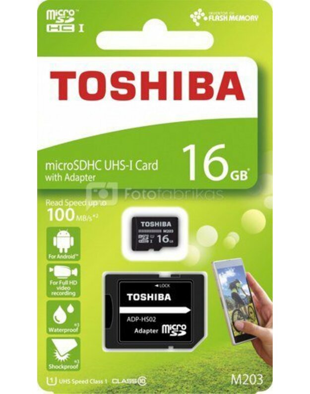 Toshiba memory card Micro SDHC 16GB Class 10 + Adapter