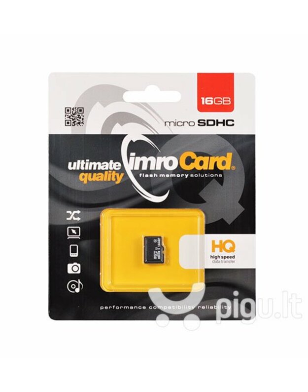 Micro SDHC kortelė Imro 16 GB, klasė 10 UHS-1