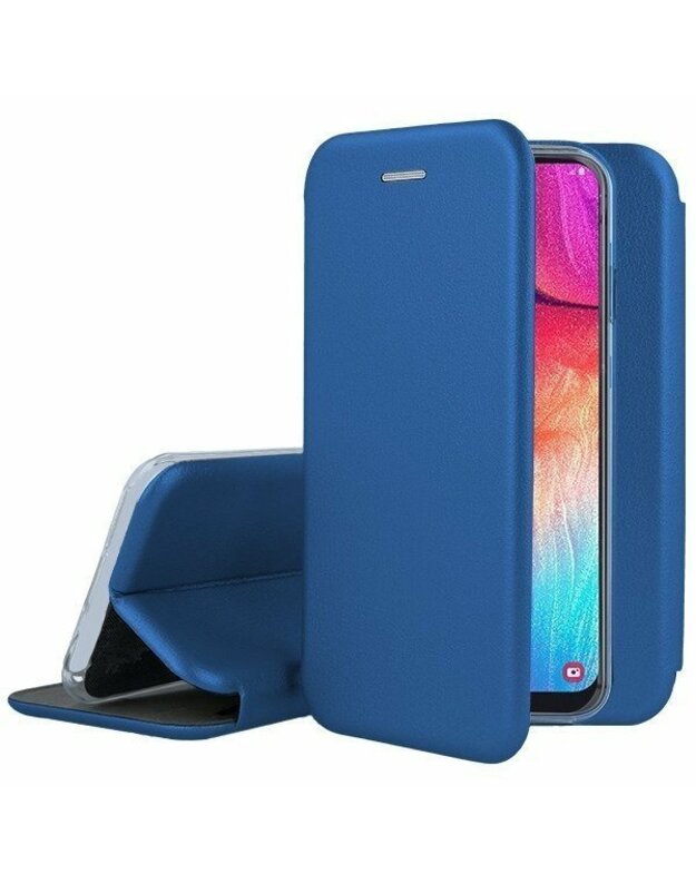 Telefono dėklas SAMSUNG GALAXY A50 ATVERČIAMAS DĖKLAS BOOK ELEGANCE ODINIS MĖLYNAS