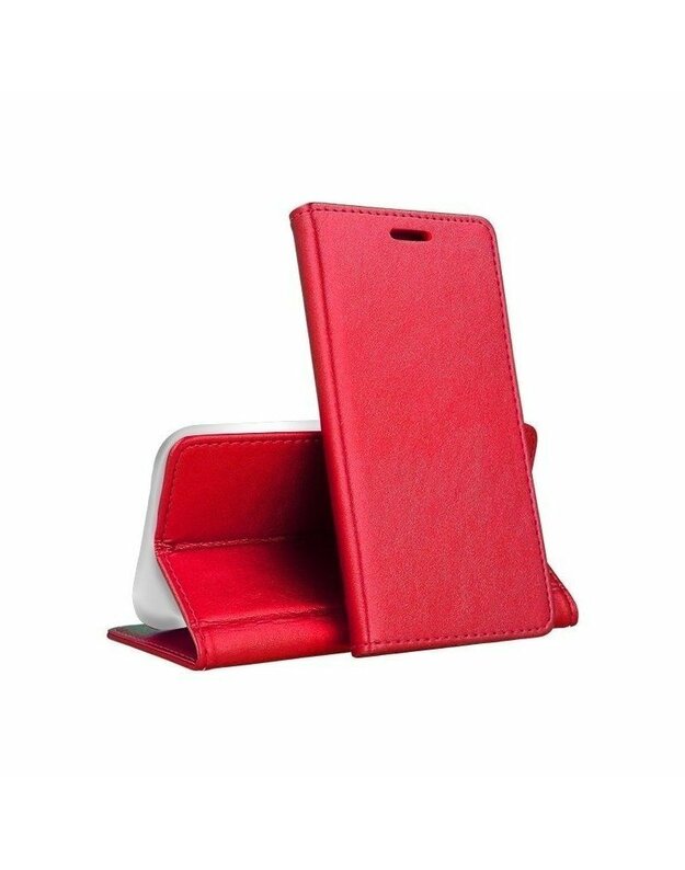 Telefono dėklas SAMSUNG GALAXY A50 ATVERČIAMAS DĖKLAS MOCCO SMART MAGNETIC EKO ODA RAUDONAS