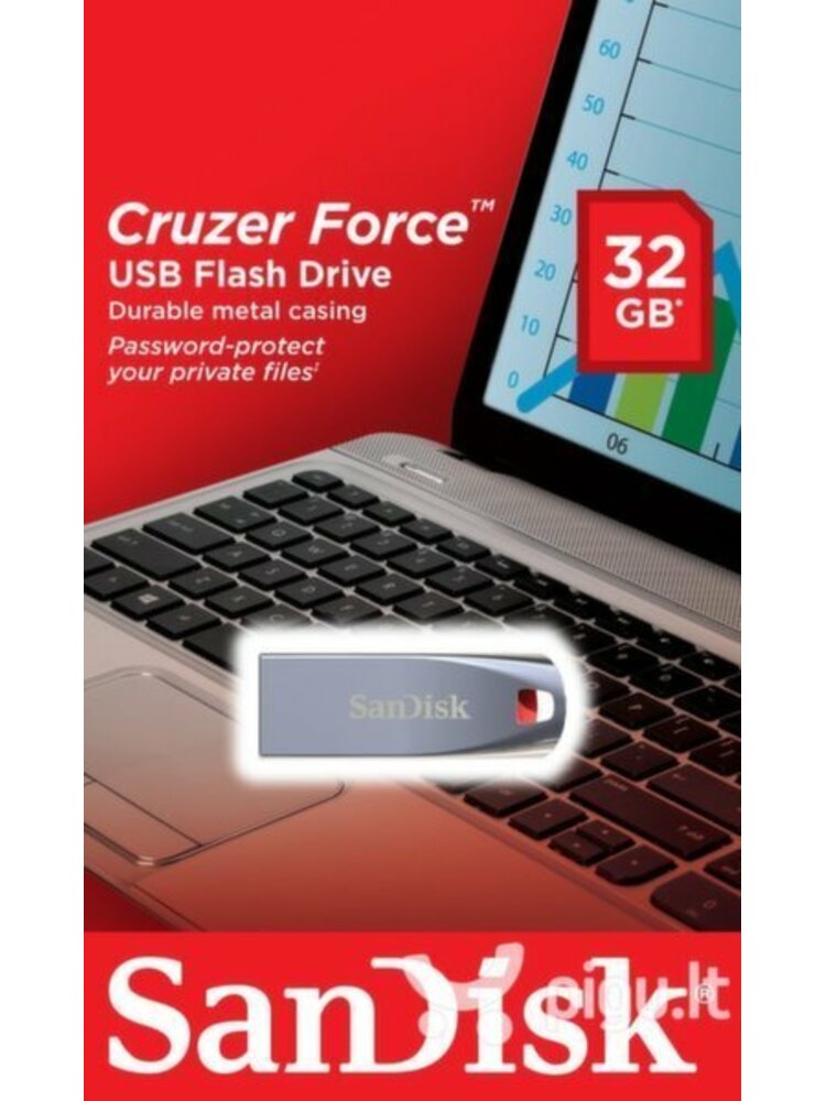 Atmintinė SANDISK Cruzer Force 32GB, USB 2.0