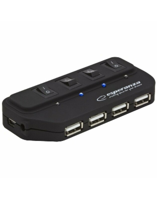  USB šakotuvas ESPERANZA EA127 -  4 jungtys USB2.0