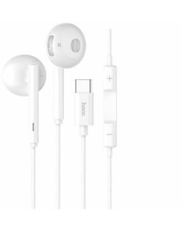 Ausinės statomos į ausis Hoco L10 Acoustic Type-C Wired Earphones With Mic White