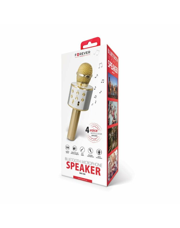  „Forever BMS-300“ karaoke mikrofonas su „Bluetooth“ garsiakalbiu