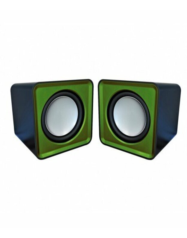 Kompiuterinės kolonėlės Omega OG01G Digital Stereo Multimedia Desktop 2.0 Speakers 2x 3W with 3.5mm Audio / USB Power Green