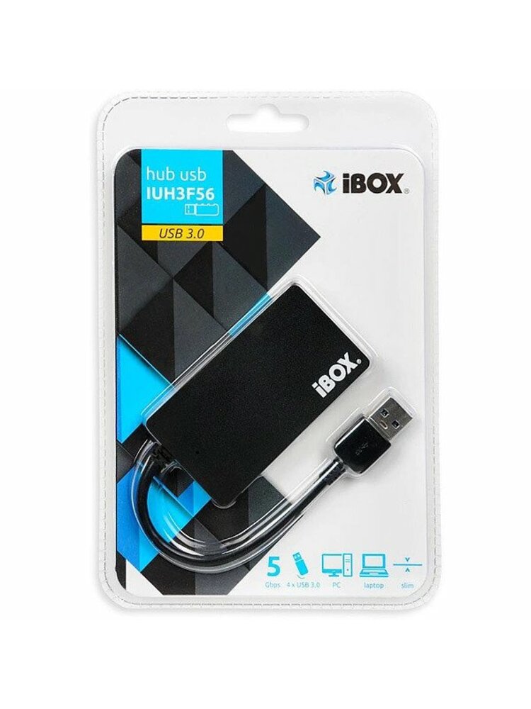 Šakotuvas USB 3.0 IBOX IUH3F56 HUB I-BOX BLACK 4-P 