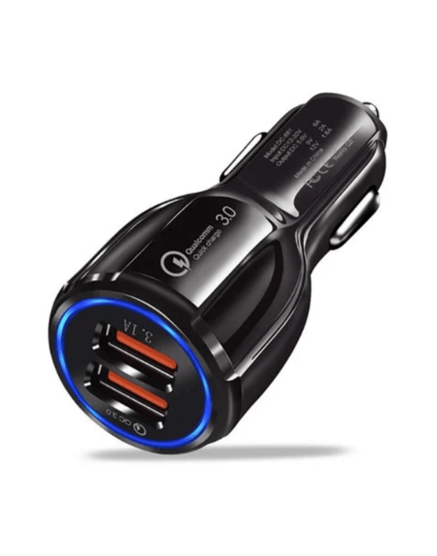 Automobilinis įkroviklis QC 3.0“ ir „AiPower“ dvigubas USB greitas įkrovimas 6A 2 USB port