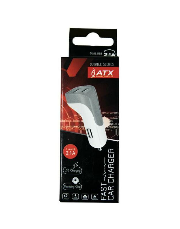 Automobilinis įkroviklis  ATX​ MAX​ 2xUSB​ 2​.​1A​ pilkas