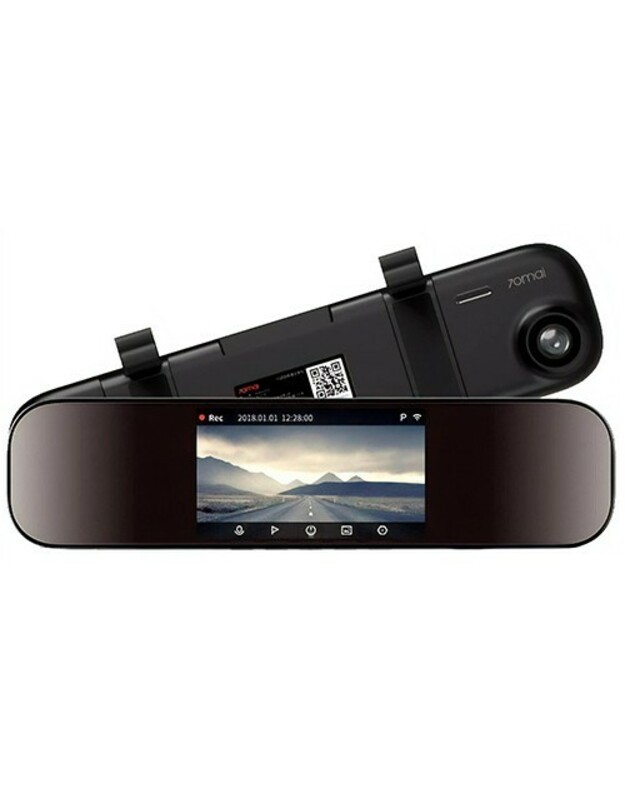 Xiaomi 70mai Rearview Mirror Dash Cam (Midrive D04)/ Žiūrėjimo kampas: 140 °/Atminties kortelių palaikymas: taip, 16–64 GB „MicroSD“/Ryšio tipas: „Wi-Fi“/Ekrano tipas: IPS