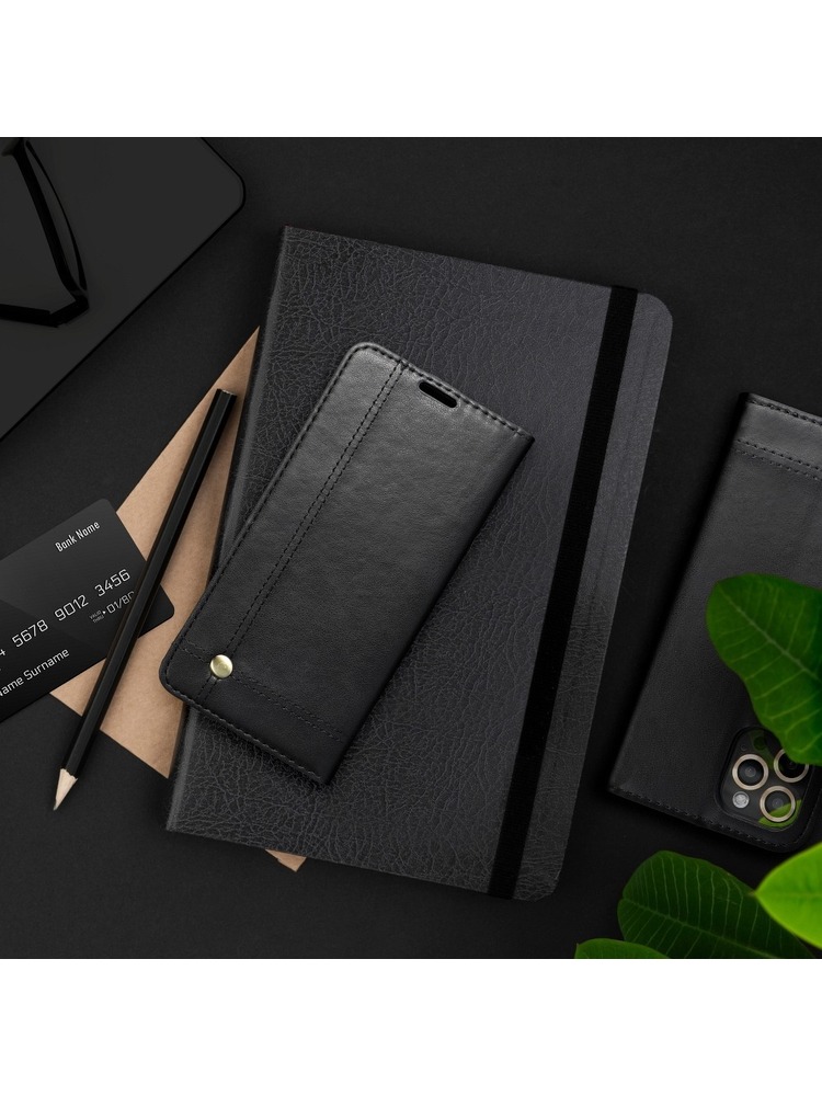 Prestige Book, skirtas Samsung Galaxy S21 Ultra 5G piniginės dėklas, juodas