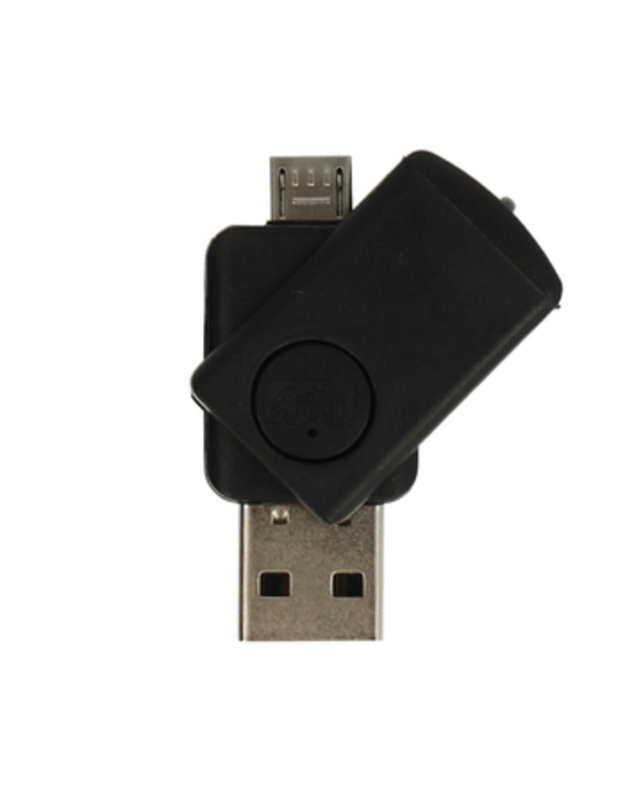 „CR08 Micro SD“ kortelių skaitytuvas prie USB ir OTG „micro USB“ juodas