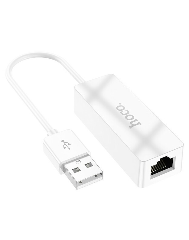 Adapteris Hoco UA22 USB-A to RJ45 100 Mbps baltas