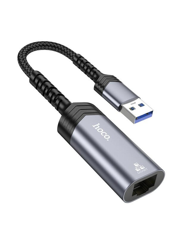 Adapteris Hoco UA26 USB-A to RJ45 (1000 Mbps) pilkas