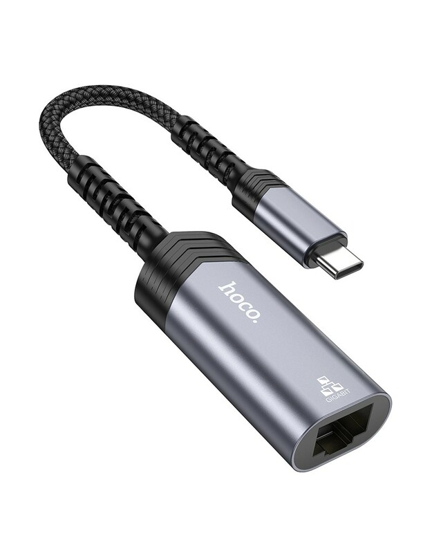 Adapteris Hoco UA26 USB-C to RJ45 (1000 Mbps) pilkas