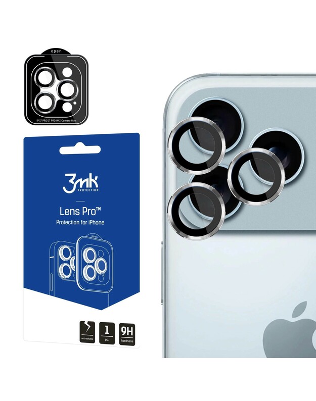 Apsauginis stikliukas kamerai 3mk Lens Pro Apple iPhone 17 Pro/17 Pro Max sidabrinis