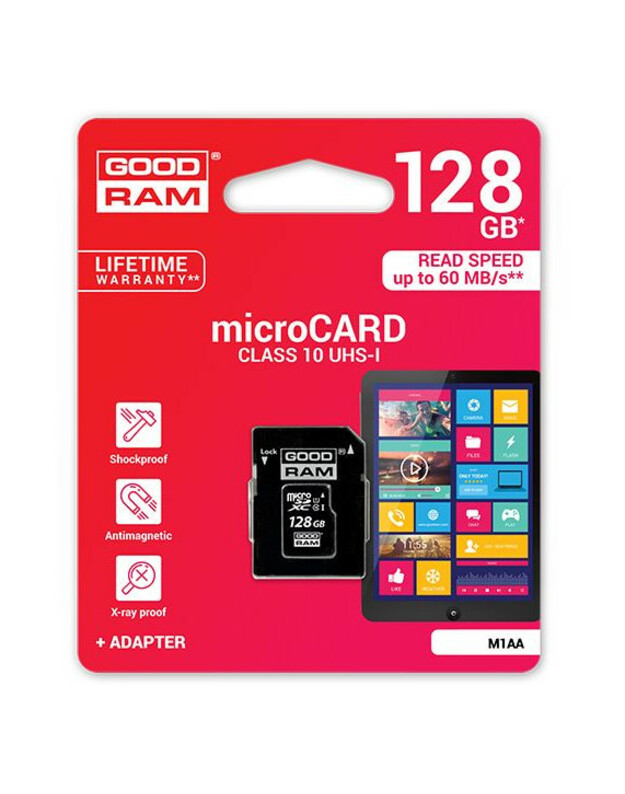 Atminties korta Goodram microSD 128Gb (class 10) + SD adapter