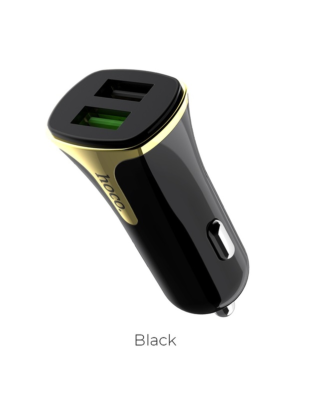 Įkroviklis automobilinis Hoco Z31 Quick Charge 3.0 (3.4A) su 2 USB jungtimis juodas