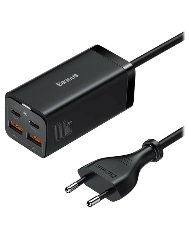 Įkroviklis Baseus GaN3 Pro 100W 2xUSC-C/2xUSB-A juodas CCGP000101
