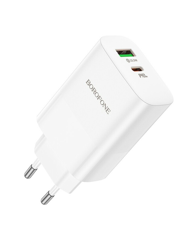 Įkroviklis Borofone BN10 65W GaN USB-C/USB-A baltas
