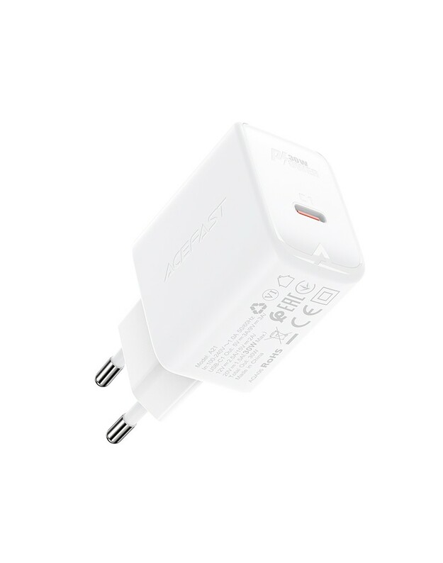 Įkroviklis buitinis Acefast A21 30W GaN USB-C baltas
