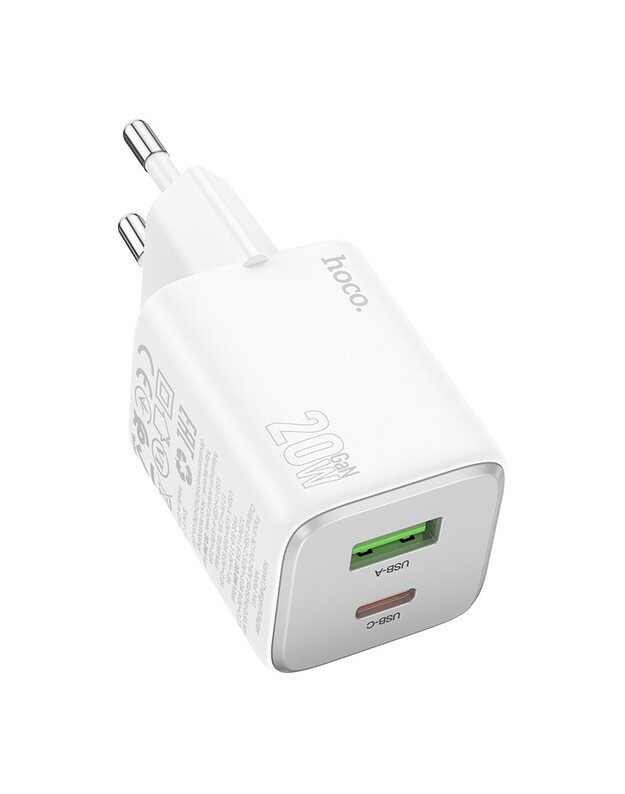 Įkroviklis Hoco N41 20W GaN USB-A/USB-C baltas