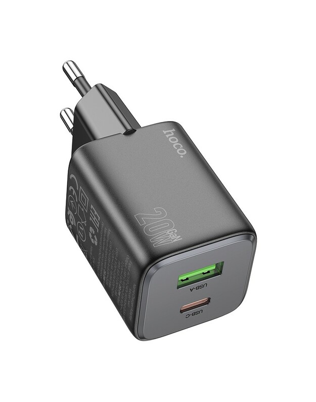Įkroviklis Hoco N41 20W GaN USB-A/USB-C juodas