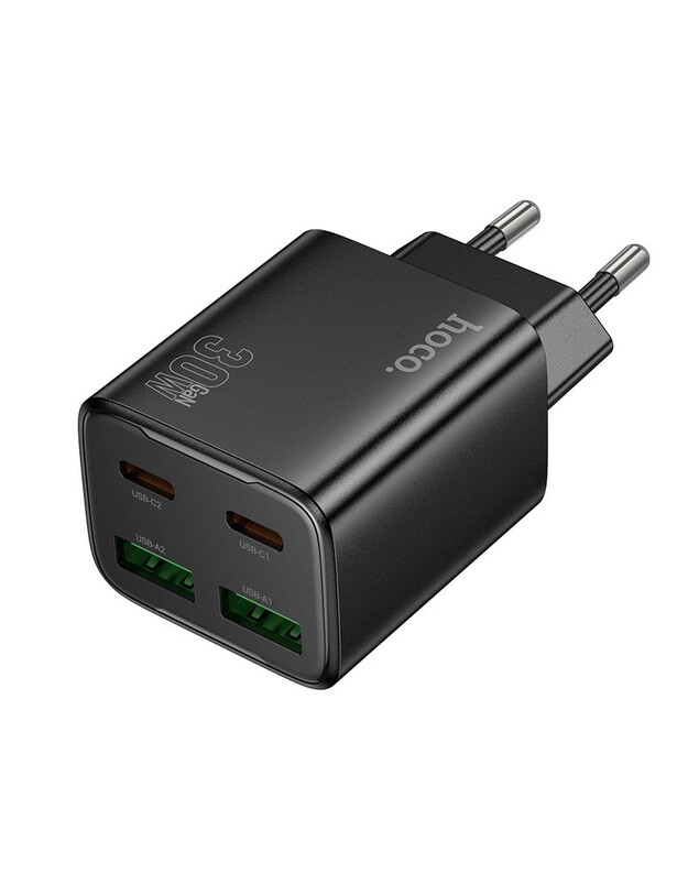 Įkroviklis Hoco N56 30W GaN 2xUSB-C/2xUSB-A juodas