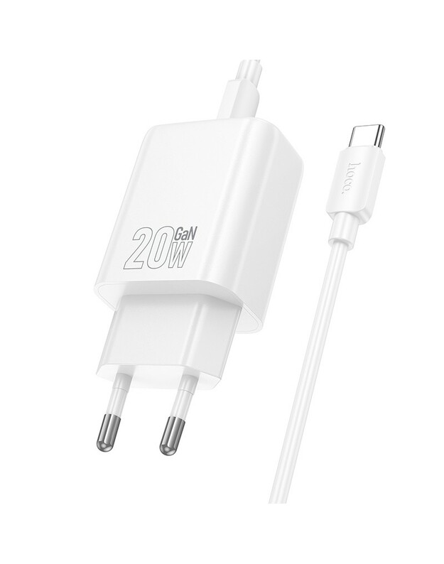 Įkroviklis Hoco N60 20W GaN USB-C + USB-C to USB-C cable 1.0m baltas