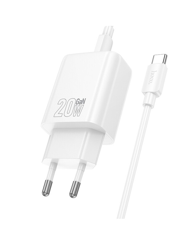 Įkroviklis Hoco N60 20W GaN USB-C + USB-C to USB-C cable 1.0m baltas