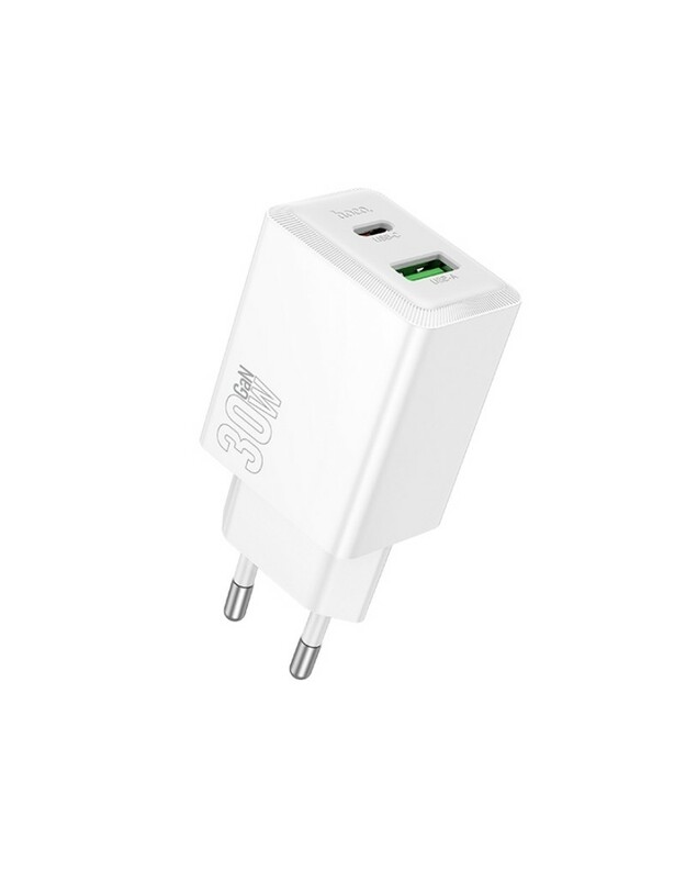 Įkroviklis Hoco N71 30W GaN USB-C/USB-A baltas